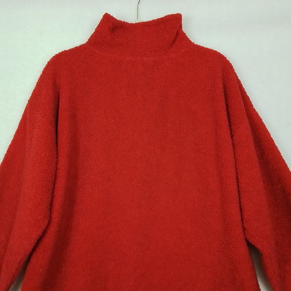 Loft Plus 1/4 Zip Fleece Lined Teddy‎ Bear Pullover Sweater Size 16/18 in Red - Picture 8 of 11